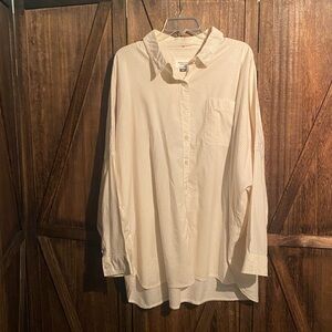 American Eagle Outfitters Yellow/White Stripe Button Down Shirt Oversized Fit,XL